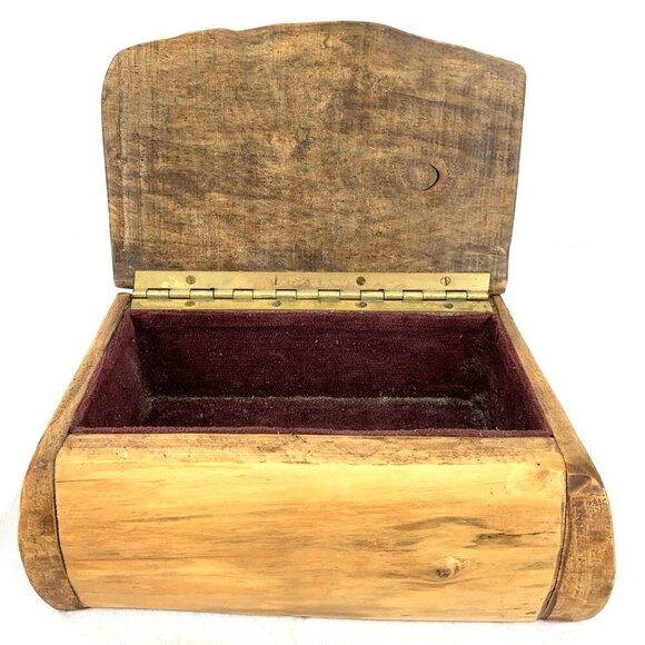 Burl Wood Jewelry Trinket Lined Hand Crafted 10 x 7 x 6" - Picture 6 of 7